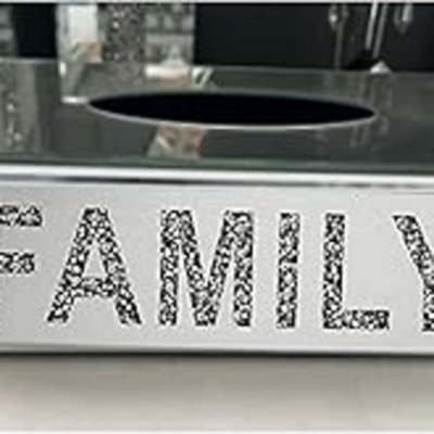 Biznest Sparkle Crystal Crushed Glam Tissue Box Holder Mirrored Diamond Diamante Living Room Kitchen Silver (Family) from B&Q