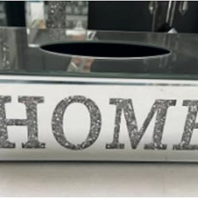 Biznest Sparkle Crystal Crushed Glam Tissue Box Holder Mirrored Diamond Diamante Kitchen Silver ( Home ) from B&Q