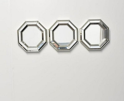 Biznest Set Of 3 Champagne Art Decor Octagon Wall Mounted Mirror Home Decor Wall Mirror from B&Q