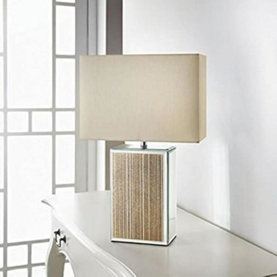 Biznest Square Glitter Mirror Table Lamp Modern Sparkle Home Decor Ideal For Living Rooms And Bedrooms ( Gold ) from B&Q