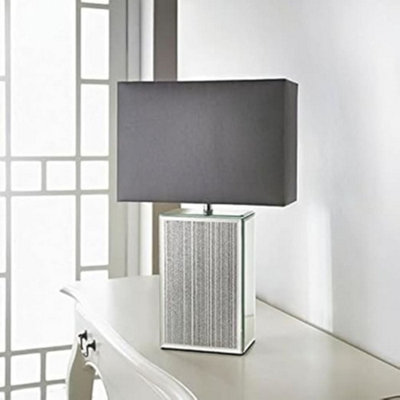 Biznest Square Glitter Mirror Table Lamp Modern Sparkle Home Decor Ideal For Living Rooms And Bedrooms (Silver) from B&Q