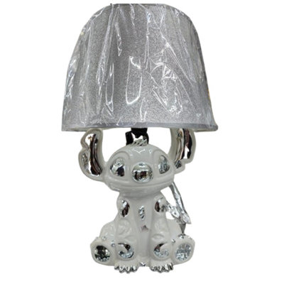 Biznest White & Silver Stitch Table Lamp With Shade Ceramic from B&Q