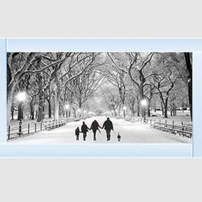Biznest Family Walk Picture Liquid 3D Wall Decor Glitter Wall Art Mirrored Frame Home Deco 85X45Cm B-Fg029 from B&Q