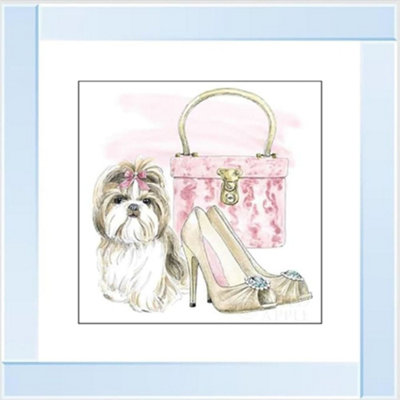 Biznest Glamour Pups Ii Picture Liquid 3D Wall Decor Glitter Wall Art Mirrored Frame Home Decoration Bedroom Living Room 55X55Cm B-Fs002 from B&Q
