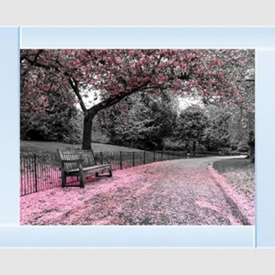 Biznest Park Bench Pink Ppicture Liquid 3D Wall Decor Glitter Wall Art Mirrored Frame 55X55Cm B-Ls047 from B&Q