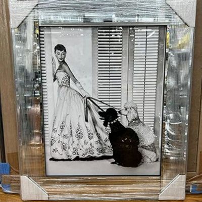 Biznest Audrey Hepburn Poodles Picture Liquid 3D Wall Decor Glitter Wall Art Mirrored 55X55Cm B-Ic005 from B&Q