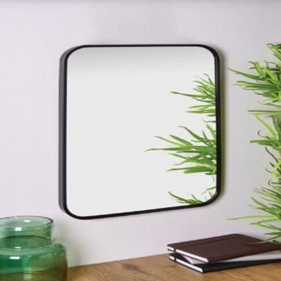 Biznest Black Curved Metal Mirror 40X60Cm Aluminium Frame Wall Mounted For Bathroom Or Living Room from B&Q