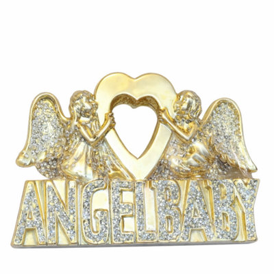 Biznest Gold Diamond Ceramic Crushed Angel Baby With Wings Ornament
