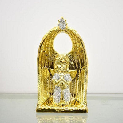 Biznest Baby Boy Angel With Crushed Diamond Wings Beautiful Jewel Boy Angel Silver Sparkle Shelves Ornament (Gold) from B&Q