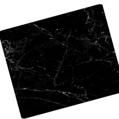 Biznest Universal Hob Cover Plate Tempered Glass Worktop Saver Dishwasher Protected 5mm (Black Marble52X60X0.5Cm) from B&Q