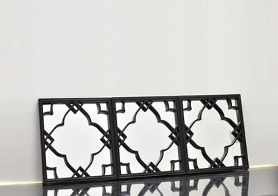 Biznest Set Of 3 Silver Moroccan Tile Mirrors Moroccan Wall Art Hanging Mirror Square For Hanging And Wall Decor (Black) from B&Q