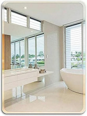 Biznest Frameless Wall Mirror 30X45Cm Rectangle Round Corner Mounted Modern Home Decor For Bathroom Bedroom Living Room from B&Q