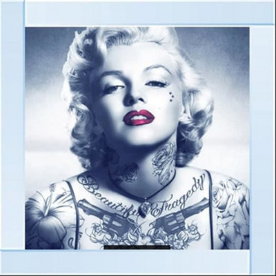 Biznest Marilyn's Guns And Roses 3D Wall Decor Glitter Wall Art Mirrored Frame Home Decoration Bedroom Living Room 55X55Cm from B&Q