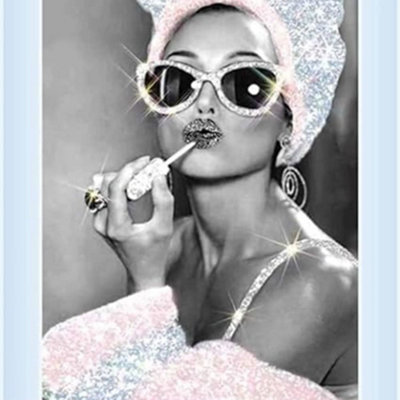 Biznest Fg940 Audrey Hepburn Glamorous 3D Wall Decor Glitter Wall Art Mirrored Frame Home Decoration Bedroom Living Room 55X55Cm from B&Q
