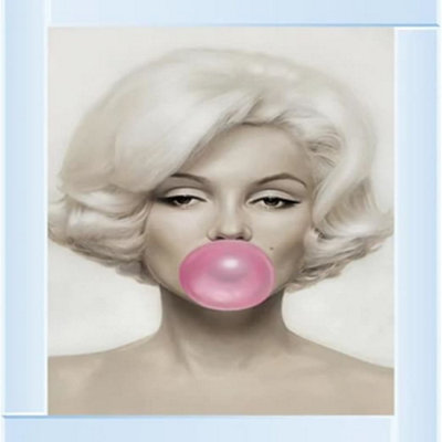 Biznest Picture Liquid 3D Wall Decor Glitter Wall Art Mirrored Frame Home Decoration 55X55Cm (Marilyn Bubble Gum Ic033) from B&Q