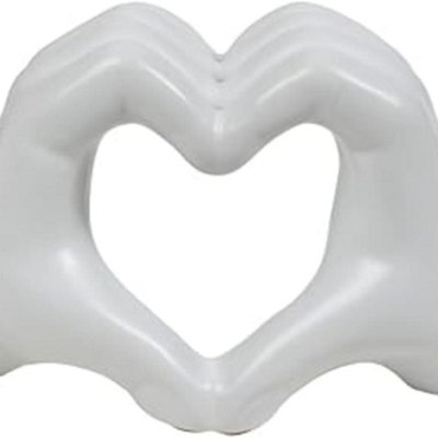 B&Q -  Heart Hands Ornament White Love Statue Sculpture Desktop Ornaments Heart Hands Ornament Love Finger Statue