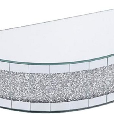 Biznest Half-Moon Mirrored Wall Shelf With Crystal Band38 X 8.5 CmGlass Display Shelf With Crushed Diamond Design from B&Q