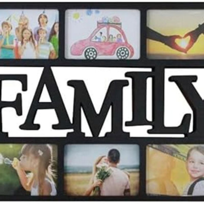 Biznest Black Family Collage Photo Frame 10 Photos Modern Wall Decor 36X73Cm Plastic Family Text from B&Q