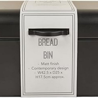 Biznest Set 0F 3 Piece Black Rectangle Matte Canisters With Label Tags Bread Bin Metal Storage 20.5X42X25 Cm from B&Q