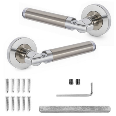 DecoranddecorInternal Door HandlesChrome Door Handle SetDoor Lever HandlesPairEnigma Range from B&Q