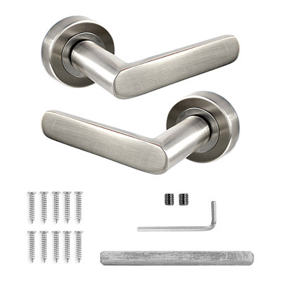 DecoranddecorInternal Door HandlesNickel Door Handle SetDoor Lever HandlesPairEcho Range from B&Q