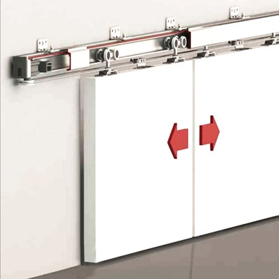 Decoranddecor Double Symmetric Synchronised Sliding Door Track Kit120Kg Max Door2400mm Track from B&Q