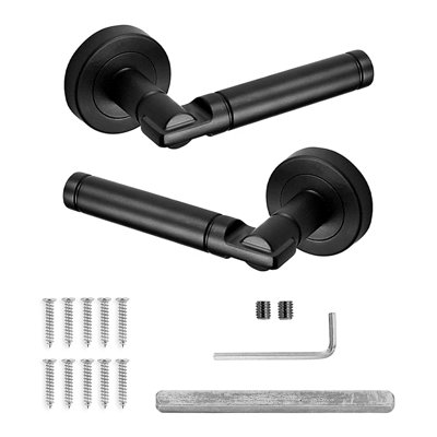 DecoranddecorInternal Door HandlesBlack Door Handle SetDoor Lever HandlesPairEnigma Range from B&Q