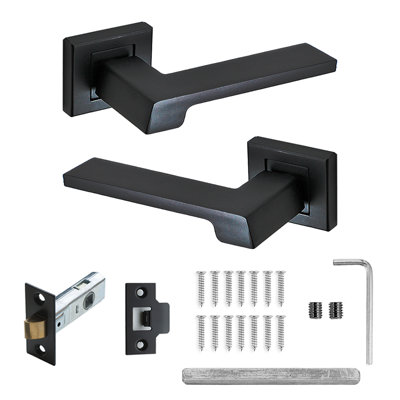 DecoranddecorBlack Door Handle SetInternal Door Handle SetBlack Door Lever Handles Latch KitSpectra Range from B&Q