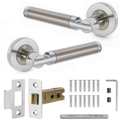 DecoranddecorChrome Door Handle SetInternal Door Handle SetChrome Door Lever Handles Latch KitEnigma Range from B&Q
