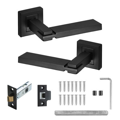 DecoranddecorBlack Door Handle SetInternal Door Handle SetBlack Door Lever Handles Latch KitNexus Range from B&Q