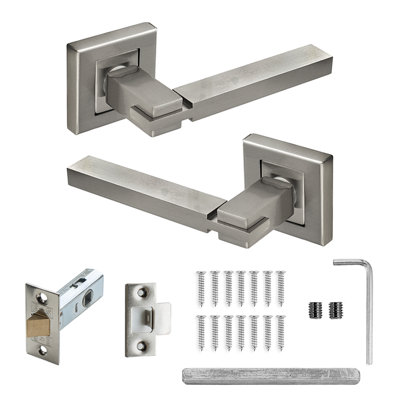 DecoranddecorNickel Door Handle SetInternal Door Handle SetNickel Door Lever Handles Latch KitNexus Range from B&Q