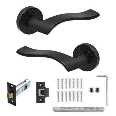 DecoranddecorBlack Door Handle SetInternal Door Handle SetBlack Door Lever Handles Latch KitEmblaze Range from B&Q