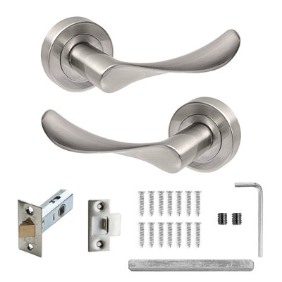 DecoranddecorNickel Door Handle SetInternal Door Handle SetNickel Door Lever Handles Latch KitNimbus Range from B&Q