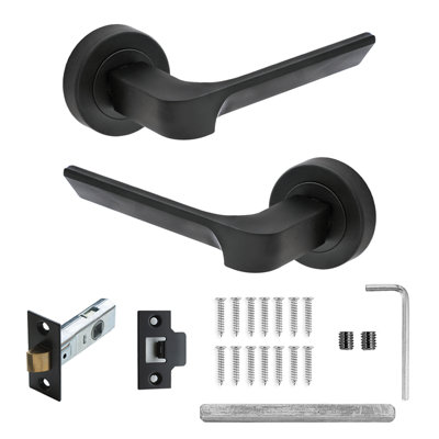 DecoranddecorBlack Door Handle SetInternal Door Handle SetBlack Door Lever Handles Latch KitMirage Range from B&Q