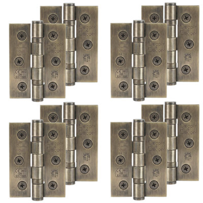 DecoranddecorFire Rated Ball Bearing Door Hinge 76mm (3 Inch)Antique Brass4 Pairs (8 Hinges) from B&Q