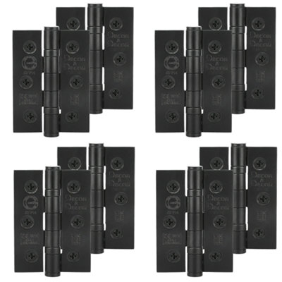 DecoranddecorFire Rated Ball Bearing Door Hinge 76mm (3 Inch)Matt Black4 Pairs (8 Hinges) from B&Q