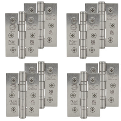 DecoranddecorFire Rated Ball Bearing Door Hinge 76mm (3 Inch)Satin Nickel4 Pairs (8 Hinges) from B&Q