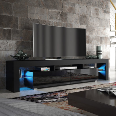 B&Q - Nova Tv Unit 200Cm Black High Gloss Doors With Led LightingCreative Furniture