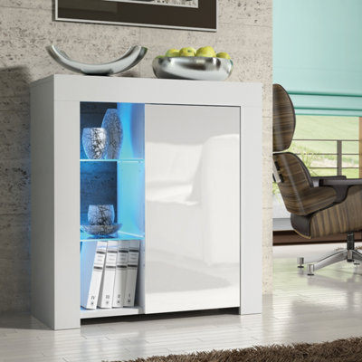 B&Q - Serene Sideboard 83Cm White With High Gloss Doors And Led LightingCreative Furniture
