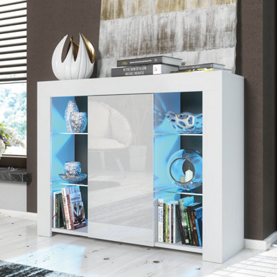 B&Q - Harbor Sideboard 97Cm White With High Gloss Doors And Led LightingCreative Furniture