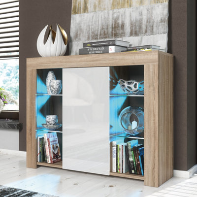 Harbor Sideboard 97Cm Oak & White With High Gloss Doors And Led LightingCreative Furniture from B&Q