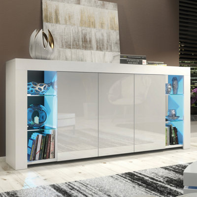 Eden Sideboard 164Cm White & Grey With High Gloss Doors And Led LightingCreative Furniture from B&Q