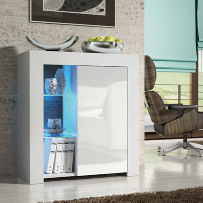  - Sideboard Tv Unit Modern Cabinet Cupboard Tv Stand Living Room High Gloss DoorsWhite