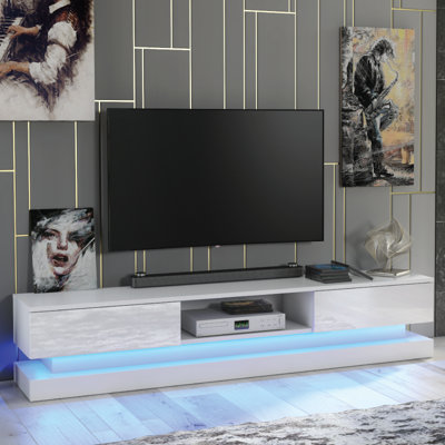  - Tv Unit 180Cm Sideboard Cabinet Cupboard Tv Stand Living Room High Gloss DoorsWhite
