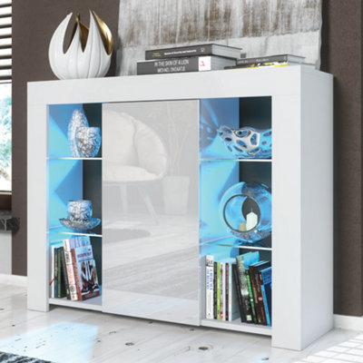 Modern Sideboard Display Cabinet Cupboard Tv Stand Living Room High Gloss DoorsWhite
