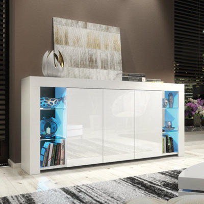 Sideboard Tv Unit Display Cabinet Cupboard Tv Stand Living Room High Gloss DoorsWhite