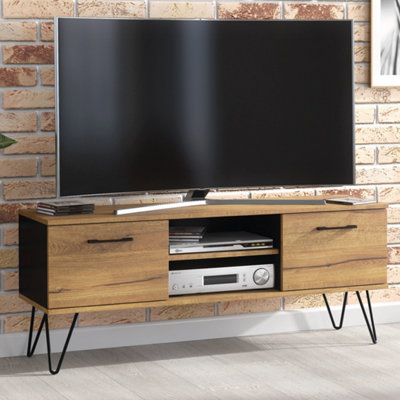 B&Q Tv Unit 120Cm Sideboard Cabinet Cupboard Tv Stand Living Room Oak & Black