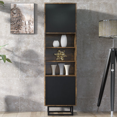  - Loft Retro Industrial Display Cabinet Sideboard Vintage Oak Cabinet Cupboard