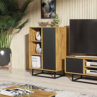  - Sideboard 100Cm Sideboard Cabinet Cupboard Tv Stand Living Room Oak&black
