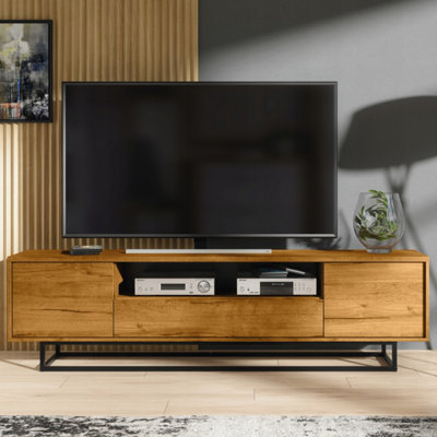 Creative Furniture Dark Rift Loft Tv Unit Industrial Oak 200Cm